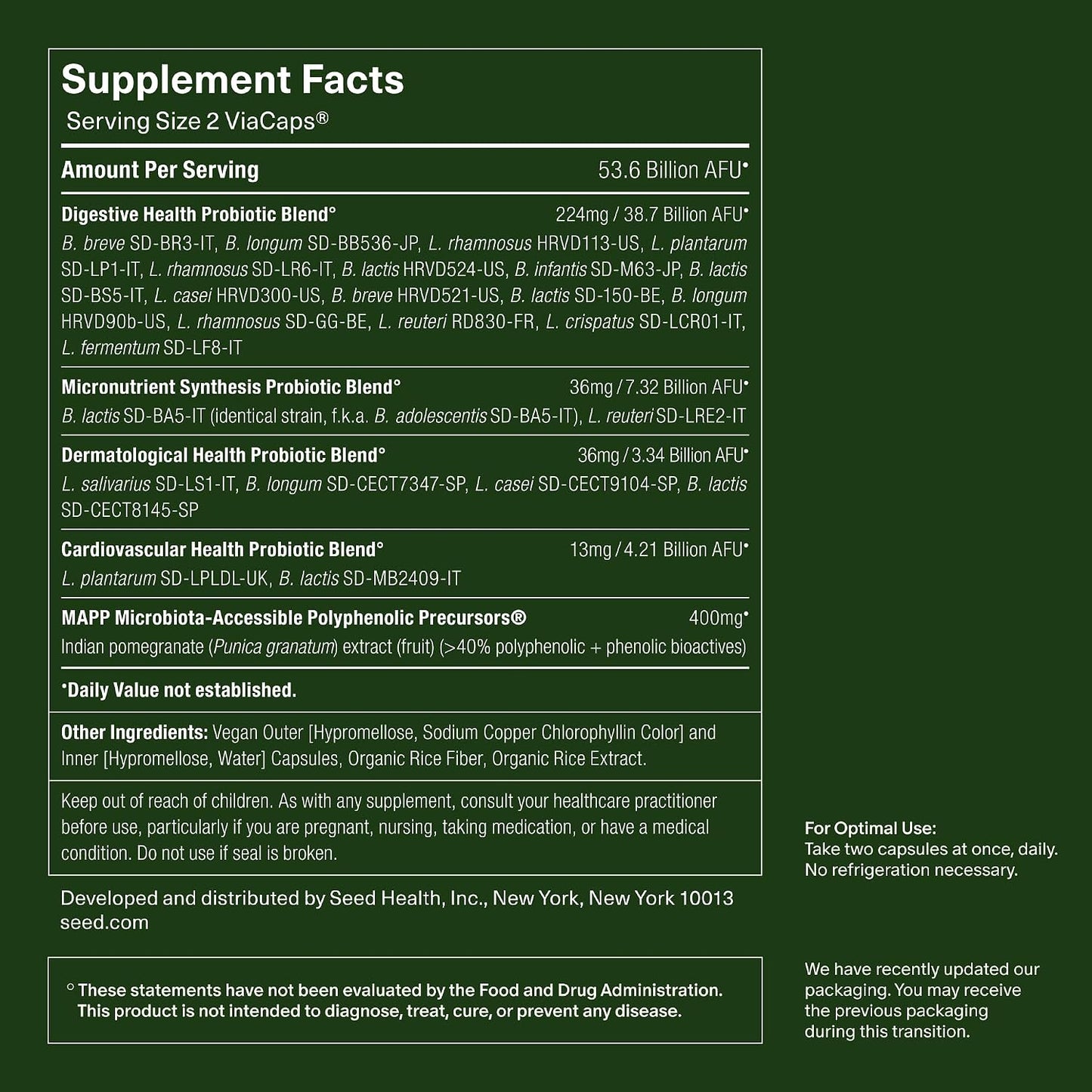 Seed DS-01 Daily Synbiotic - Adult Probiotic + Prebiotic - 30-Days with Jar